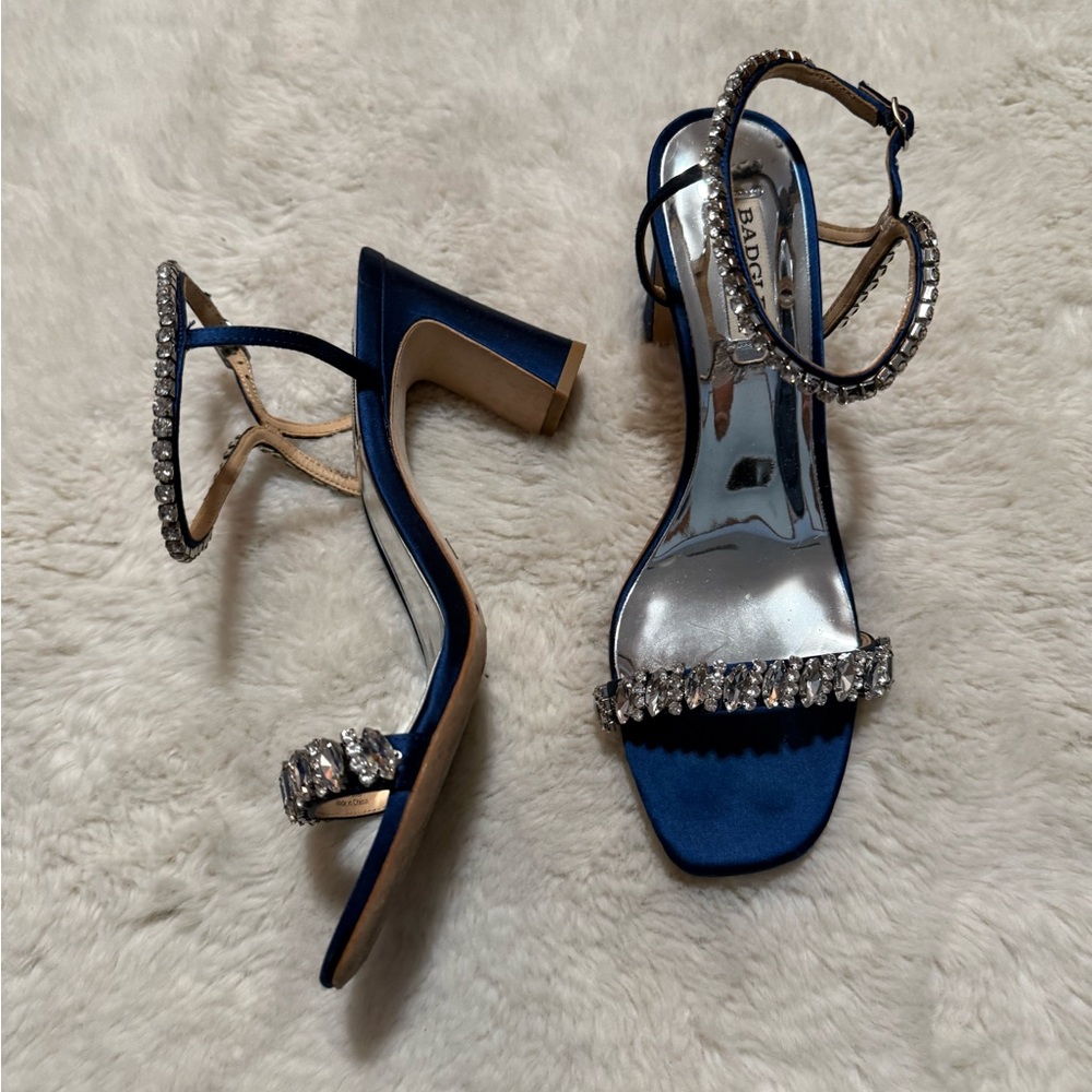 Navy Crystal badgley mischka sandals. Worn once.